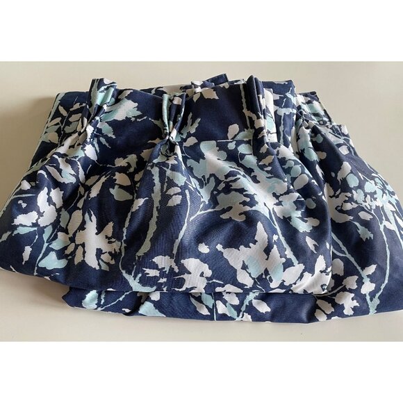 Vintage 70s pleated curtain, blue, white, soft pink floral, bedroom panel, for 1 - Picture 8 of 9